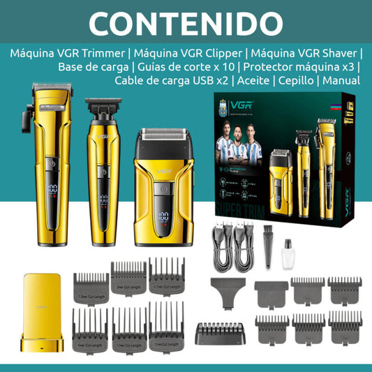 Kit De 3 Máquinas Profissionais VGR V-694 - G - Gold