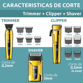 Kit De 3 Máquinas Profissionais VGR V-694 - G - Gold