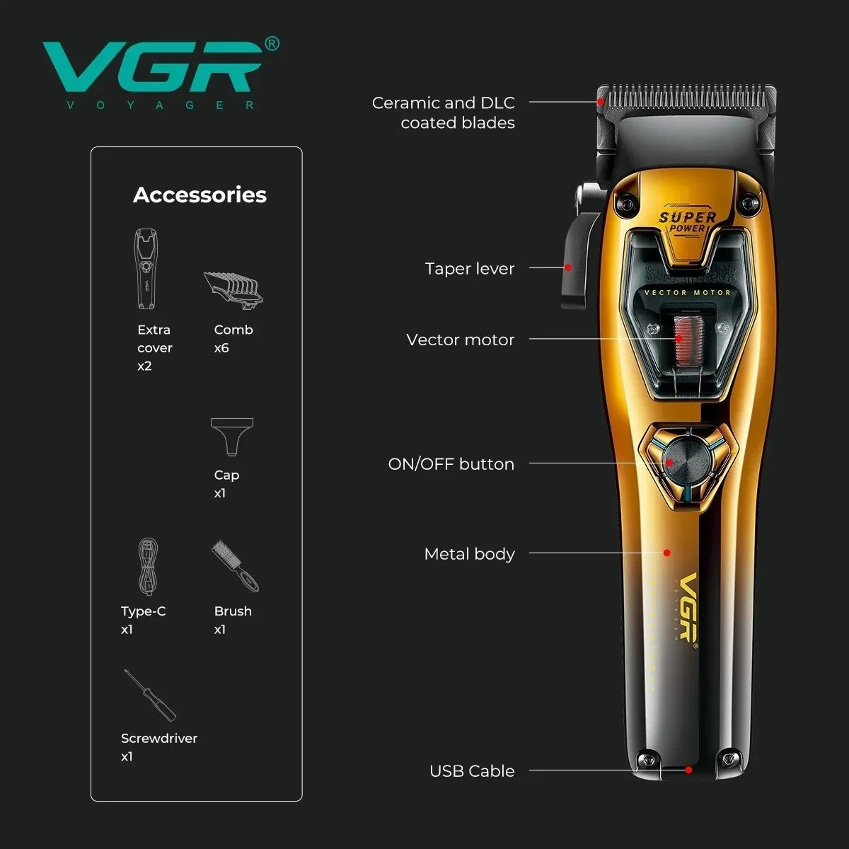 Máquina de Corte VGR V-668 Dourado/Preto
