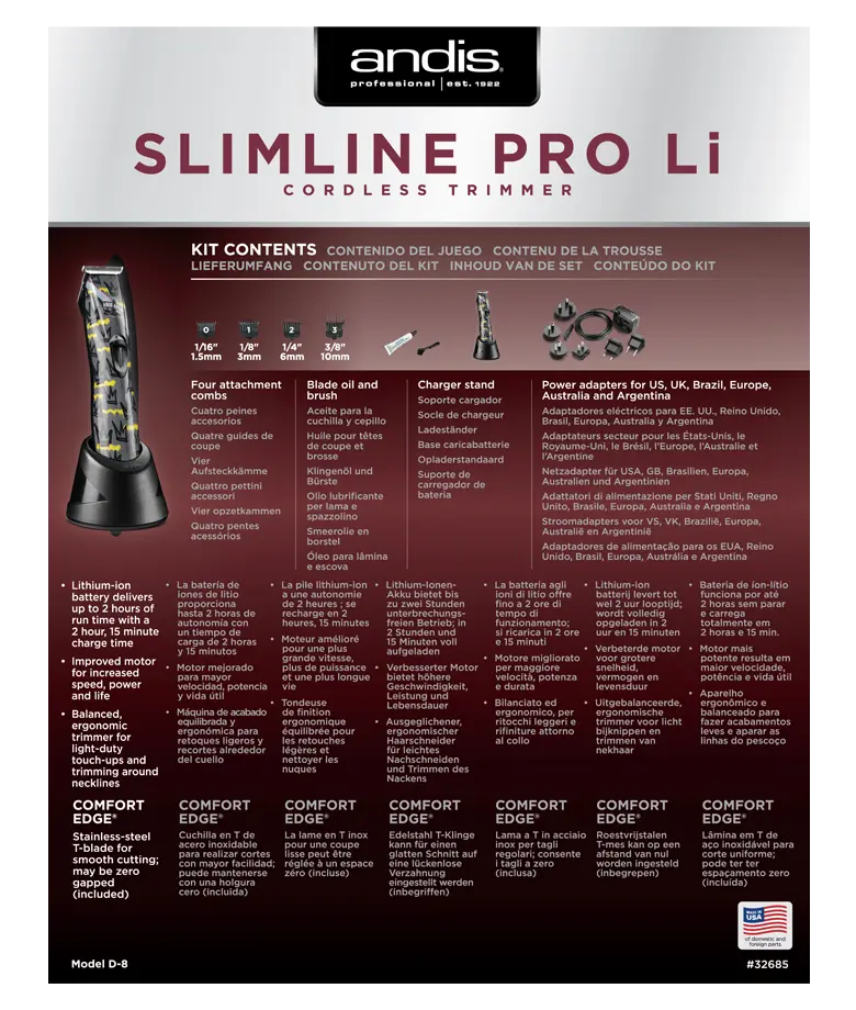 Máquina de Acabamento Andis Slimline® Pro Li - Nation