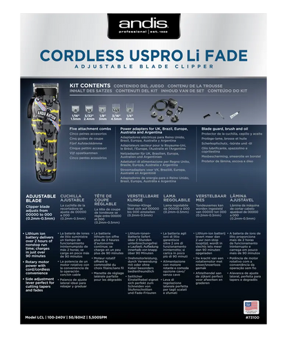 Máquina de Cortar Cabelo Andis Cordless USPro Li Fade - Nation