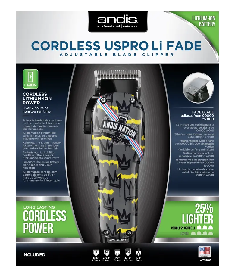 Máquina de Cortar Cabelo Andis Cordless USPro Li Fade - Nation