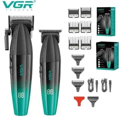Kit de Máquinas VGR V-640 Pro Clipper e Trimmer - Bivolt - Verde